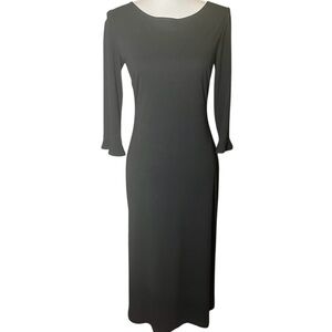 Harold’s Pencil Dress Black 3/4 Ruffle Sleeve Size 6 Classic Cocktail LBD Modern